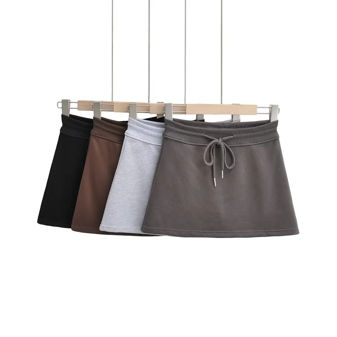 Street Style Pure Desire Short Sporty Skirt with Elastic Waist Anti-Light Black Slimming High Waist A-Line  Skirt