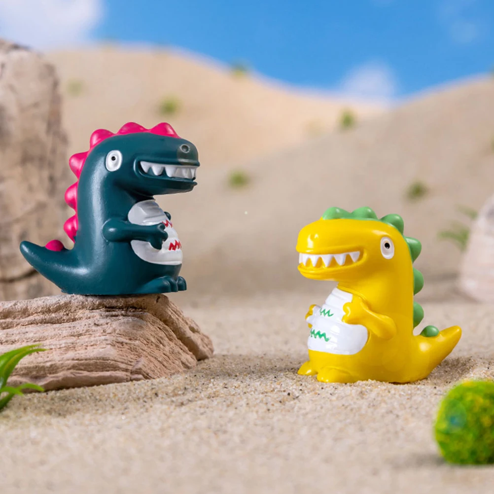 

4 Pcs Mini Dinosaur Figurines Resin Small Size Cartoon Statues Garden Decor Fish Tank scape Accessories Bright Color