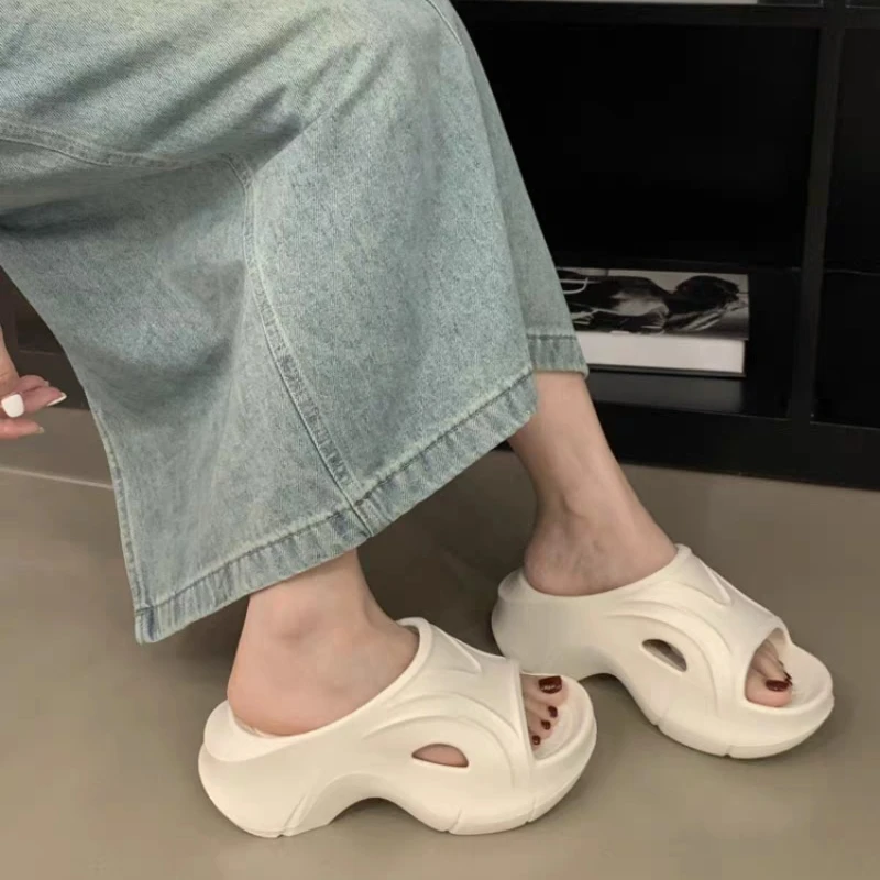 Chunky Platform Wedges Sandals Women 2024 Summer Waterproof Thick Sole Beach Slides Slippers Woman Soft Eva Slippers Flip-Flops