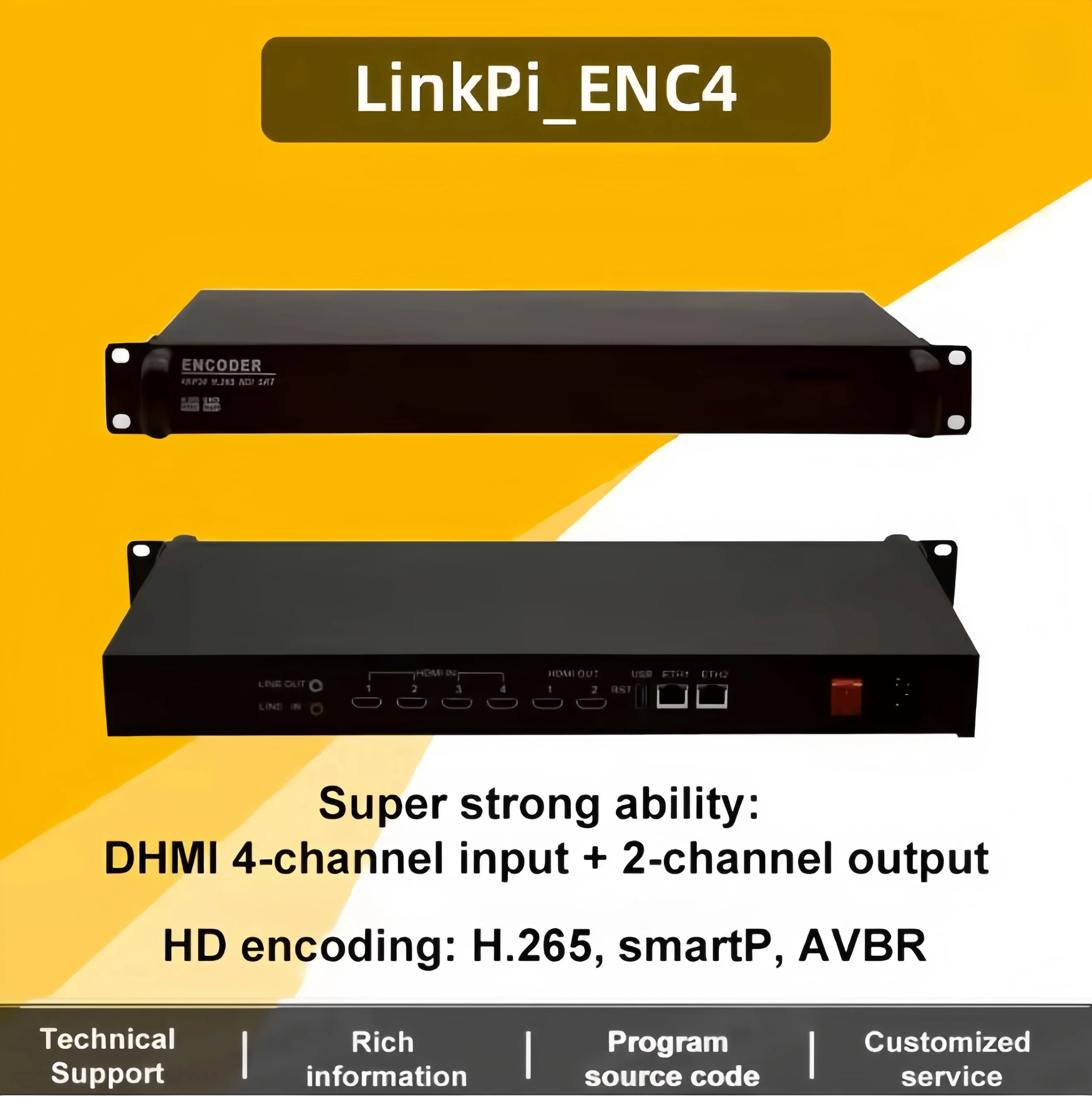 

[ENC4] Encoder 4-channel HDMI 4K HD Encoder H265 Live Box Recording SRT RTMP