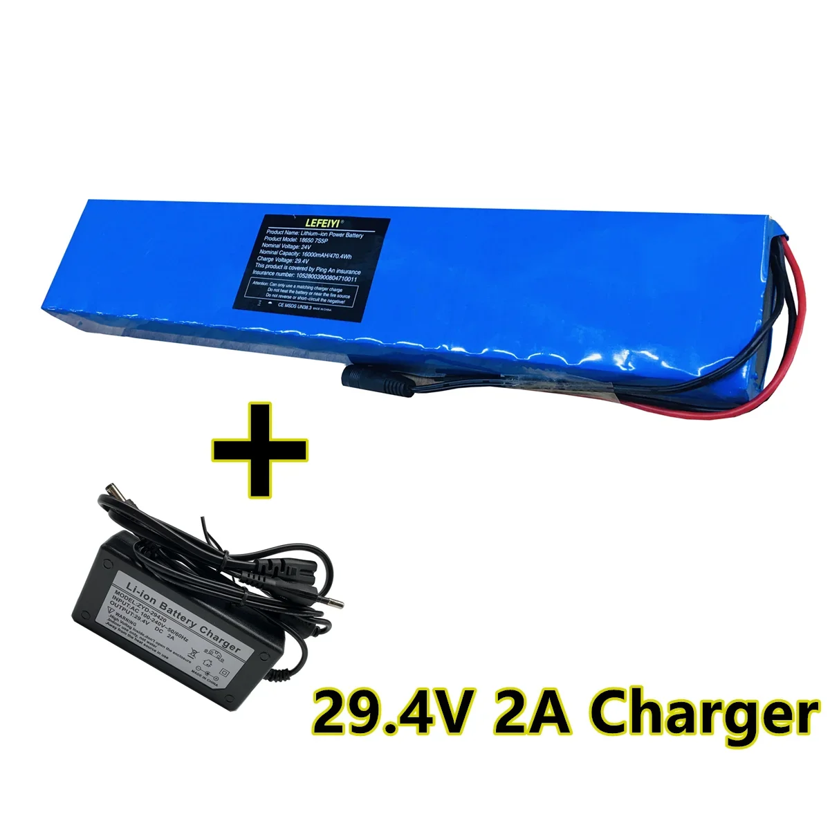 LEFEIYI 7S5P 29.4V 16Ah 24V Lithium Ion Battery Pack 18650 Lithium Rechargeable Battery Suitable for Electric Scooters, Bicycles