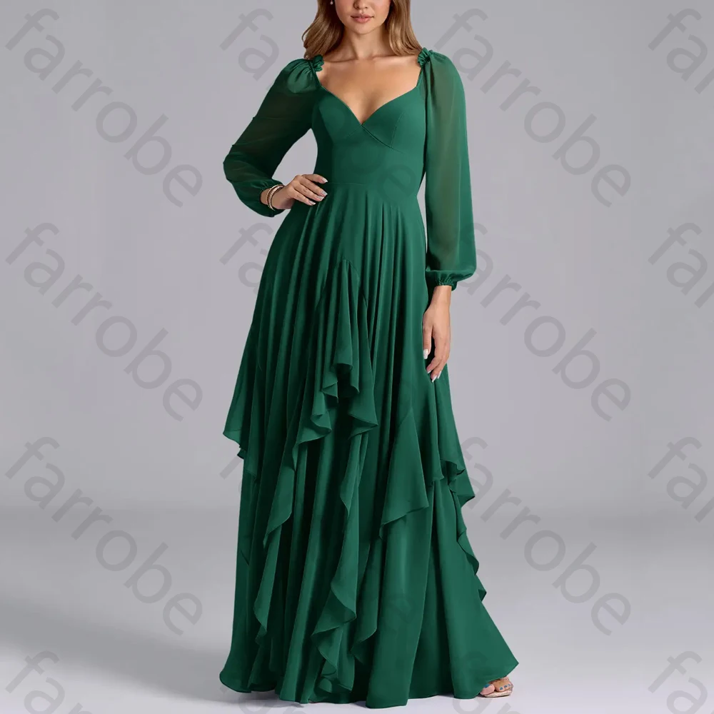 فساتين سهرة بأكمام طويلة ورقبة على شكل حرف v بدون ظهر فستان المشاهير رائع عالي الجودة للحفلات الراقصة للنساء حسب الطلب