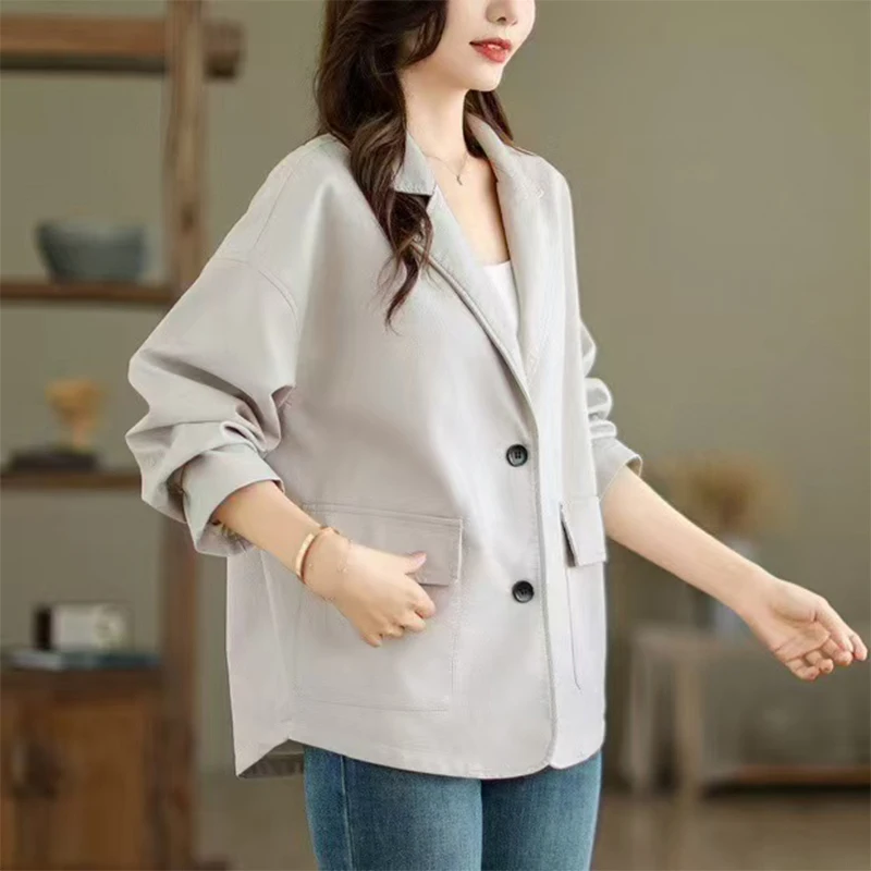 Masss Wasss 2025 Coreano Autunno Donna Moda Biker Giacca in ecopelle Giacche Allentato Punk Pu Cappotti Per il tempo libero Capispalla di grandi dimensioni