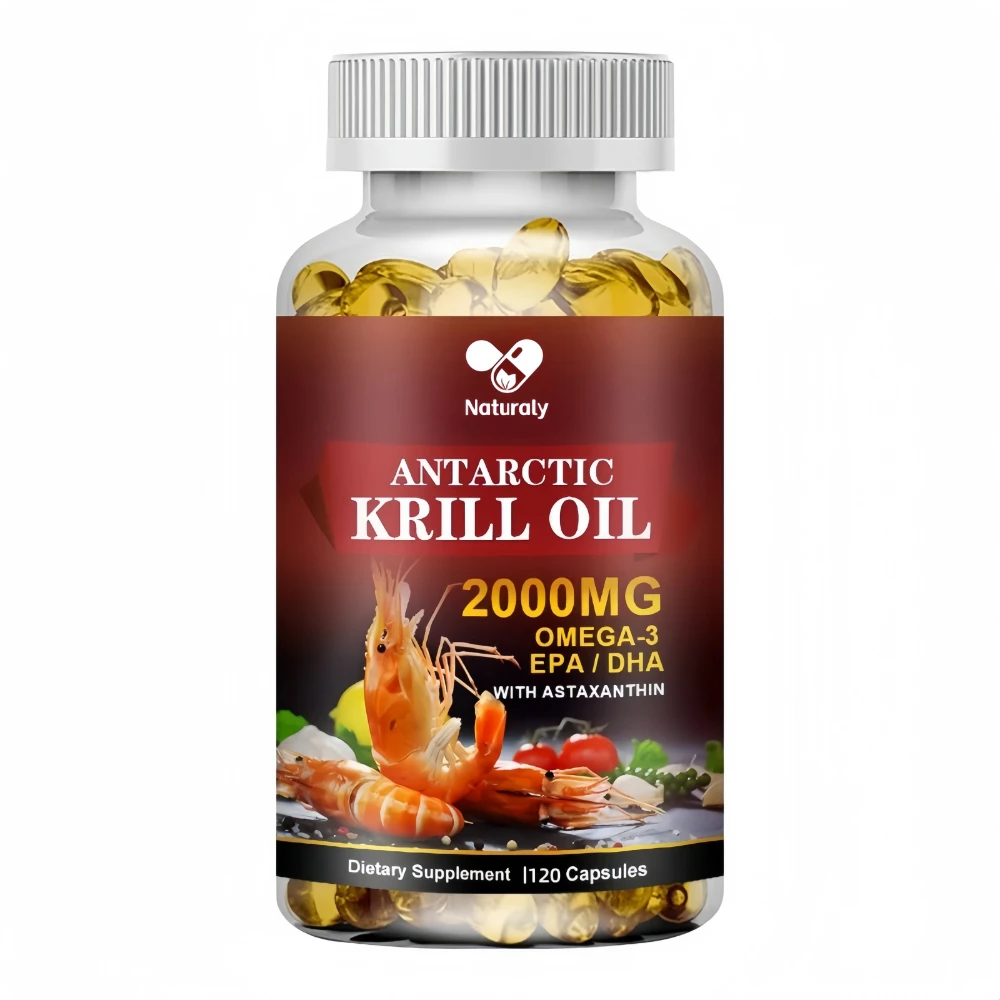 

Капсулы с растительным маслом Antarctic Krill, 2000 мг, с Omega-3s EPA, DHA, астаксантин и фосфолипиды, без ГМО-120, мягкие гели