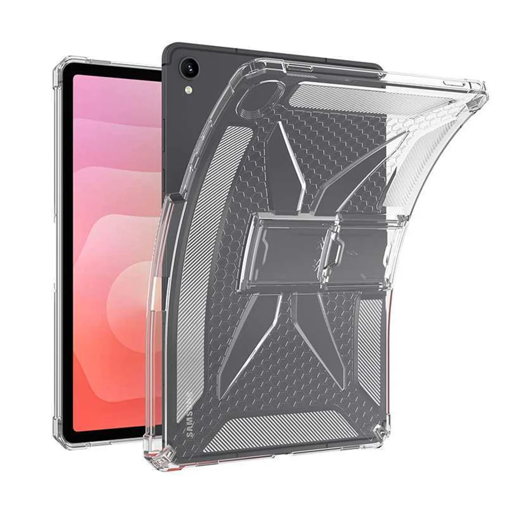 For Samsung Galaxy Tab S11 Clear Case Kickstand Shockproof TPU + PC Tablet Cover with Pen Slot