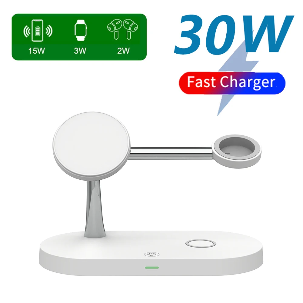 

Магнитная беспроводная зарядная станция 3 в 1 для iPhone 16 15 14 13 12 Pro Max, Apple Watch 10 9 8 7 6 5, AirPods Pro 2 3