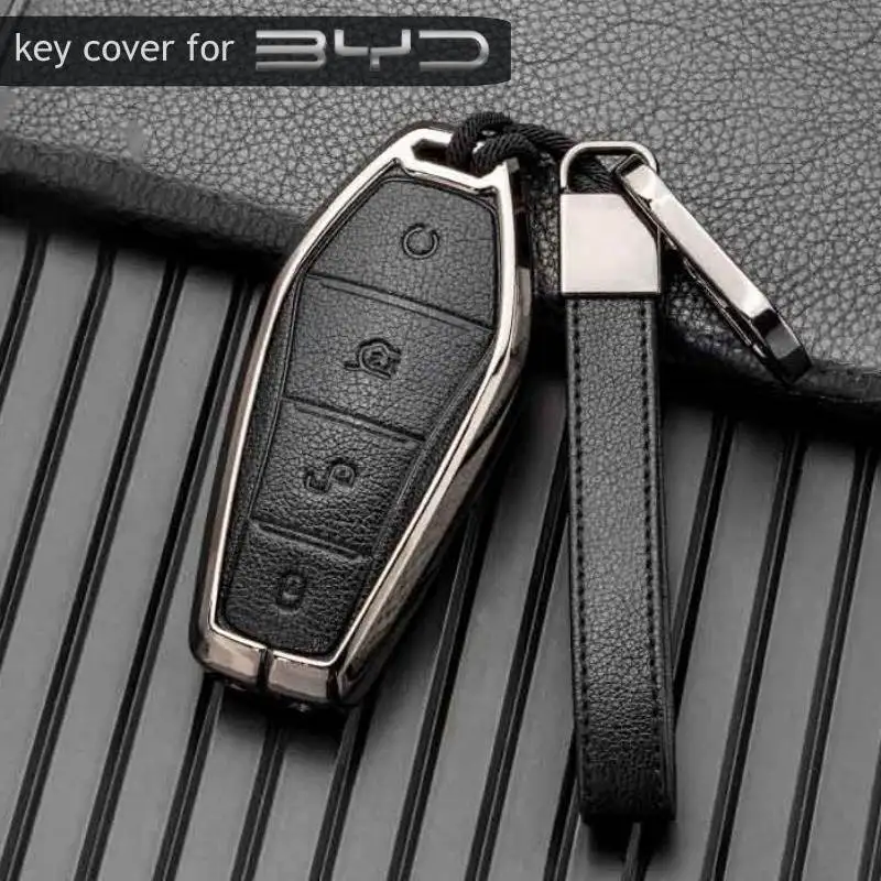 

Key Case Cover for BYD Seal U Sealion 6 07 EV King Song Plus Champion Chazor Leather Metal Remote Holder Keychain Accessories