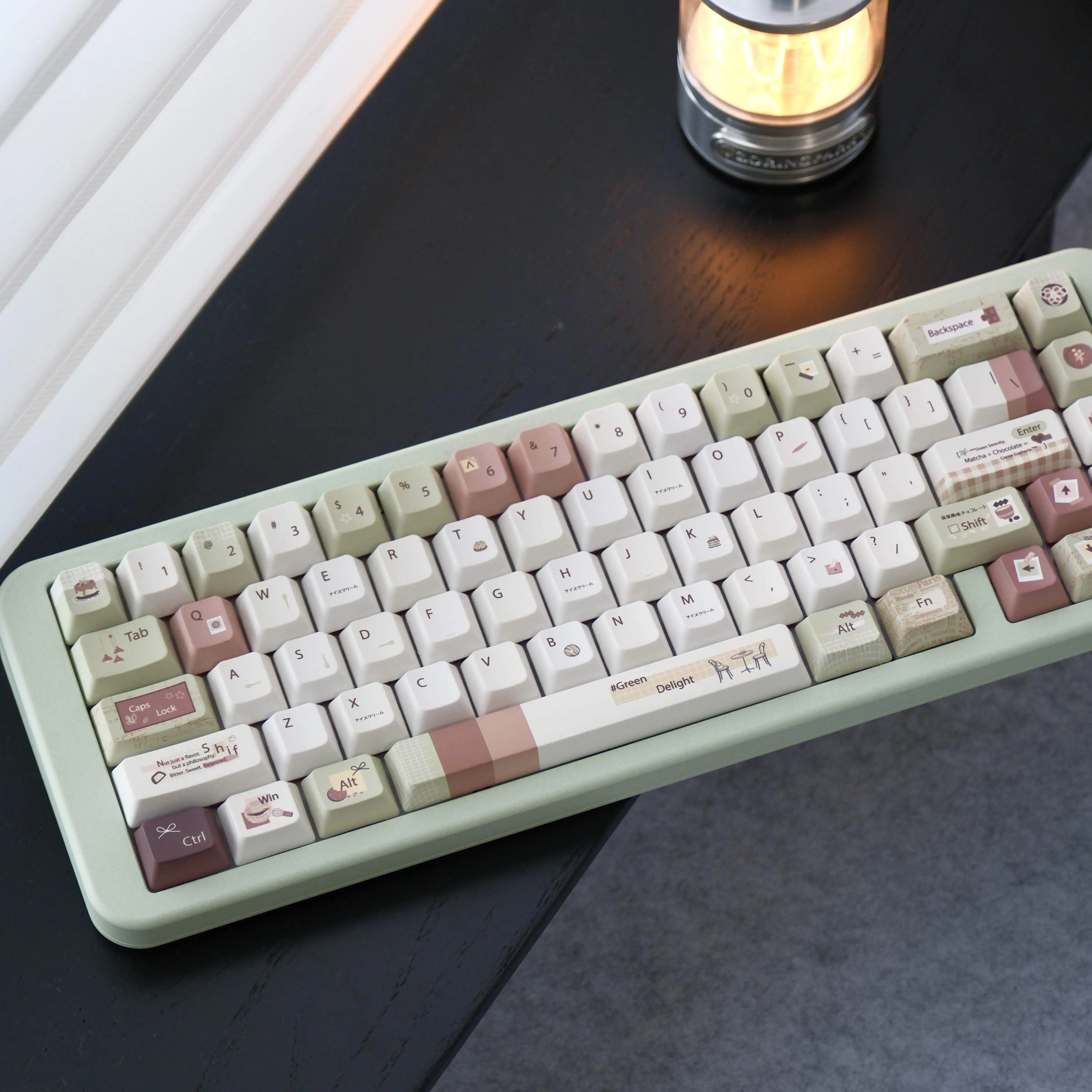 

Matcha cocoa keycap fc height full five-sided hot sublimation keycap green wt magnetic axis cute