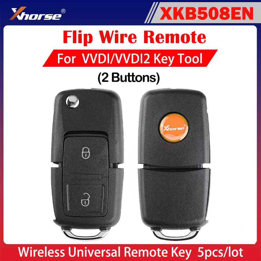 XHORSE XKB508EN Wire Universal Remote Key B5 Style 2 Buttons for VVDI Key Tool, VVDI2(English Version) 5/10PCS/LOT
