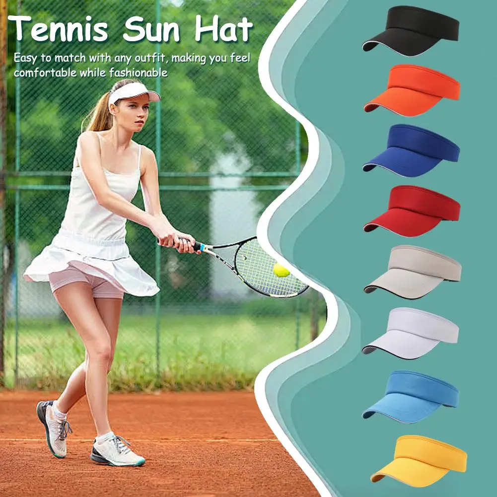 1 Pc Adjustable Universal Solid Color Sun Visor Sport Top Color Hat Empty Breathable Cap Tennis Hat Solid Sun Golf Summer M8Y8