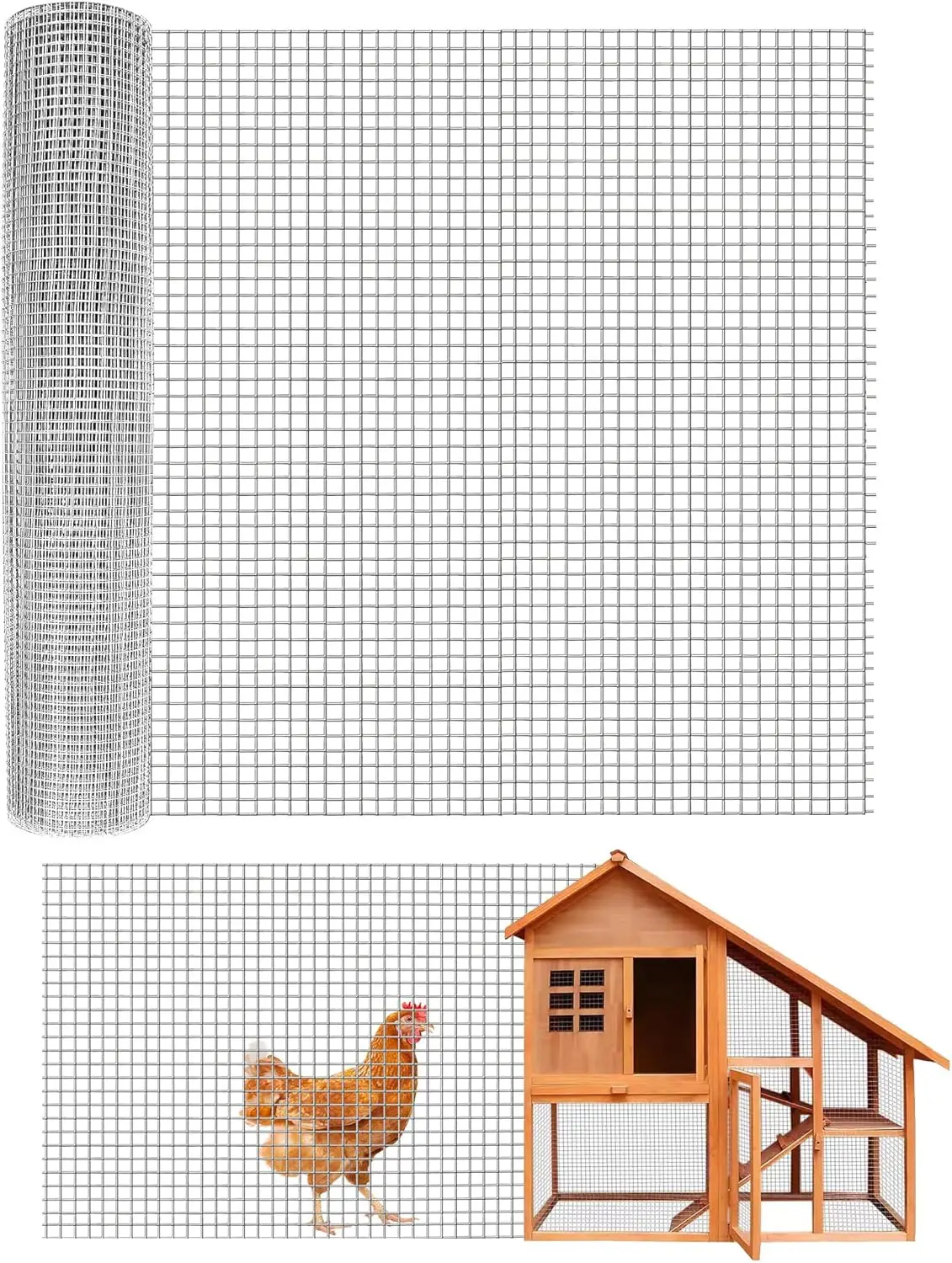 

1/2 Inch Hardware Cloth - 36in x 50ft Galvanized Chicken Wire Fence Roll, Heavy Duty Chicken Wire Mesh for Poultry Netting, Rabb