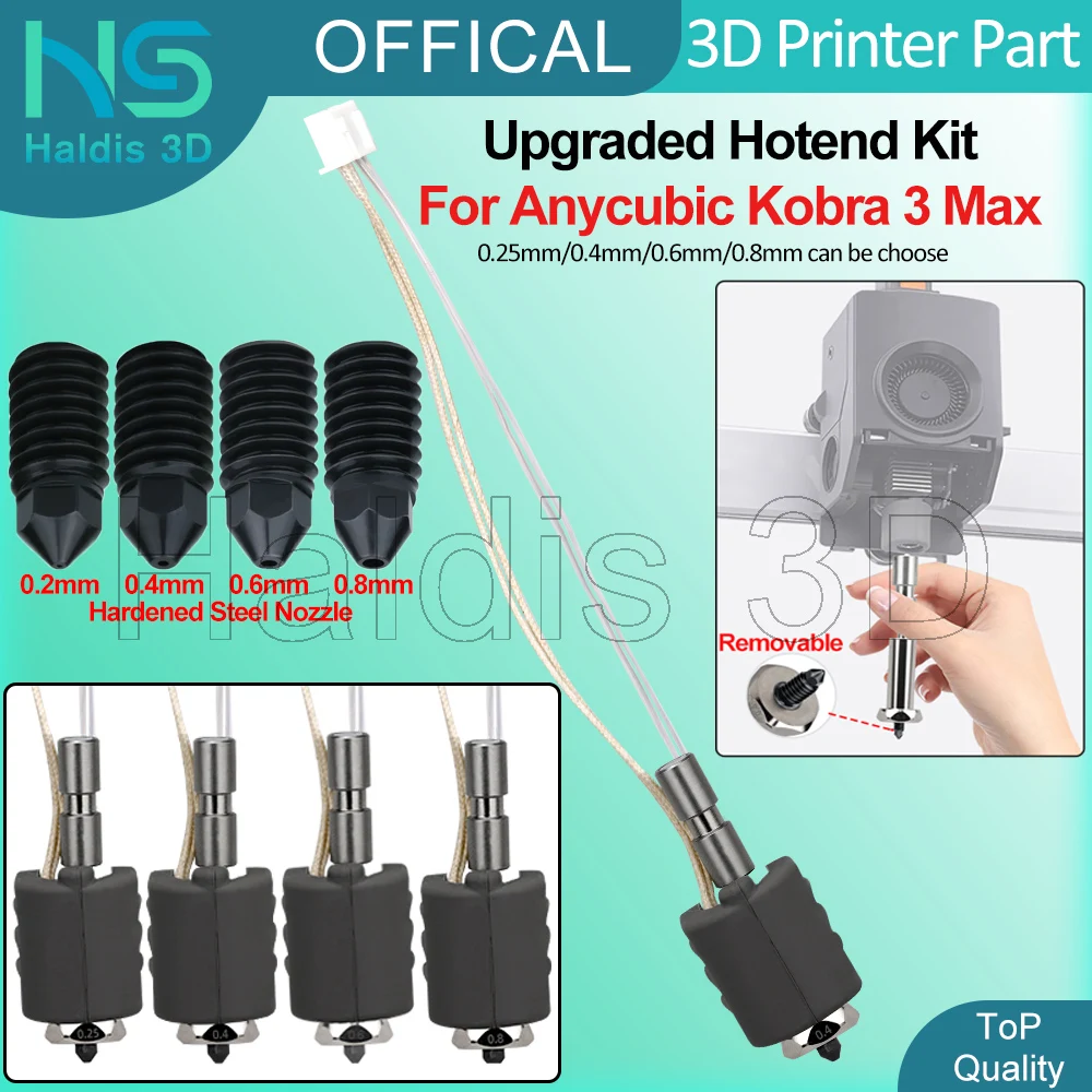 

Модернизированный комплект Hotend для Anycubic Kobra 3 Max Hot End, встроенное биметаллическое съемное сопло из закаленной стали, детали 3D-принтера