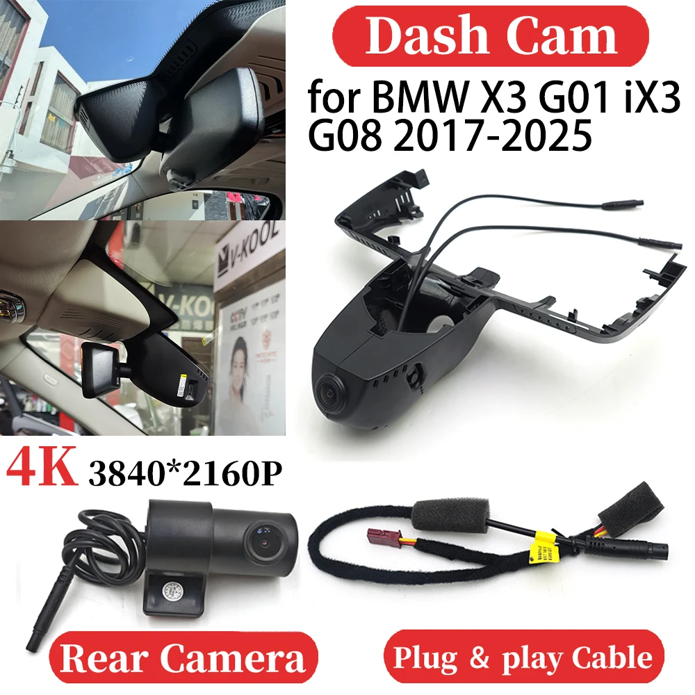 

ZJCGO for BMW X3 G01 iX3 G08 2017-2025 UHD Car 4K Video Recorder DVR Dash Cam Dashboard Camera Night Vision Plug and play