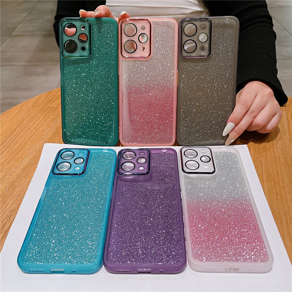 Glitter Electroplate Case For Xiaomi Poco X5 X3 Redmi Note 12 Pro 5G 11 10 11S 10S 12C 10C A1 Plus Camera Protection Soft Cover