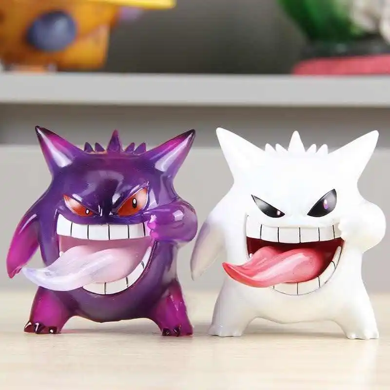 2024 neue Auf Lager 9 cm Anime Pokemon Gengar Schwarz/Weiß Zunge Spucken Action Figur Spiel Statue Abs Kawaii modell Geschenke Puppe Spielzeug