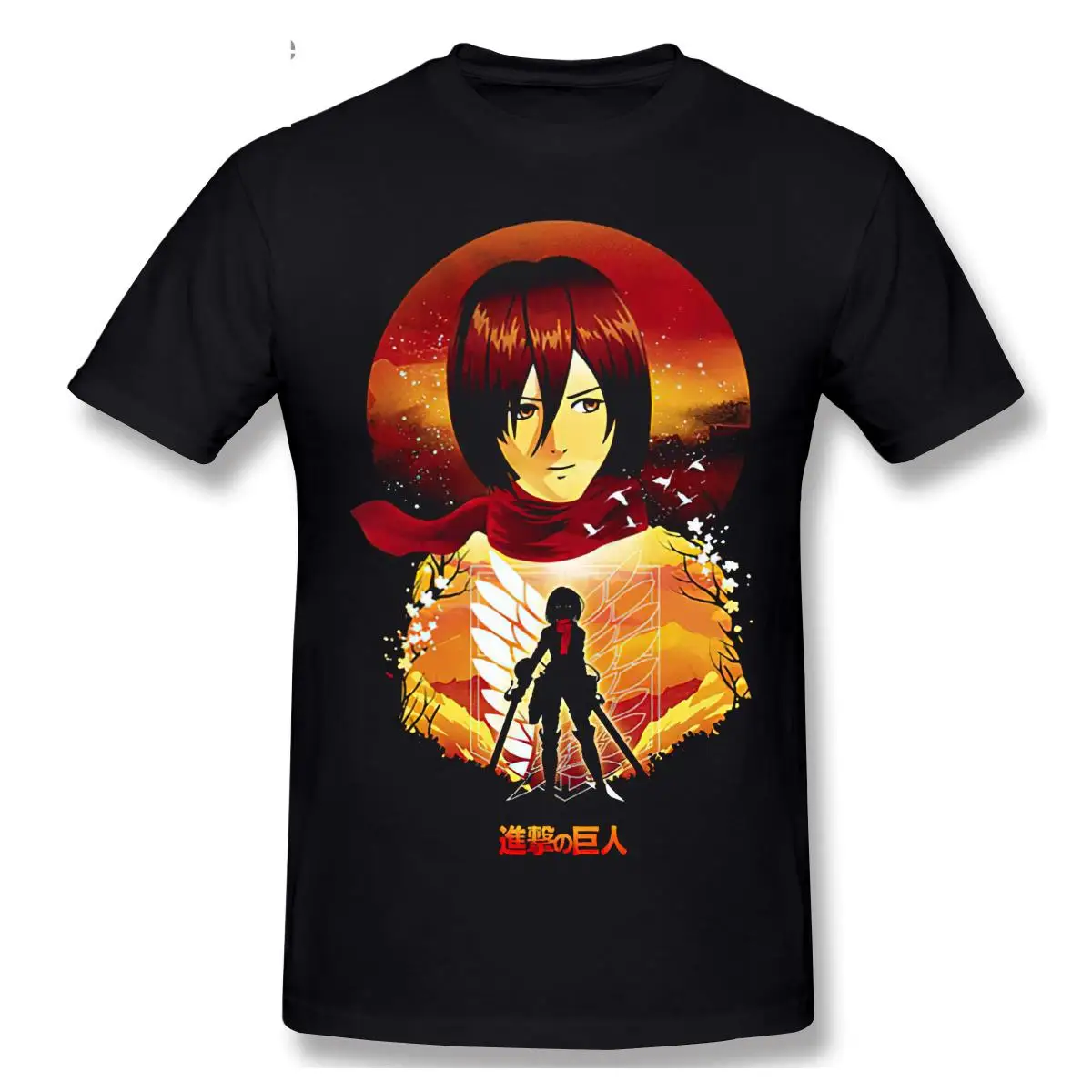 Attack On Titan Eren Anime T-Shirt for Men Top Quality Short Sleeve Cotton Round Neck T Shirts Tee