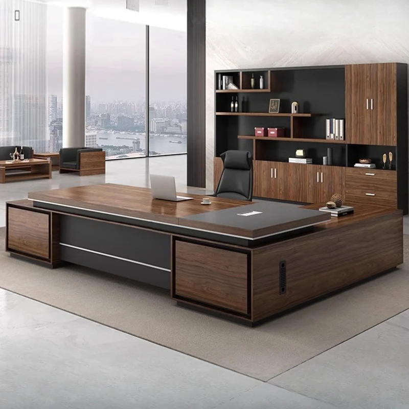 

Modern Long Big Office Desks L Shaped Wooden Writing Drawers Computer Desks Study Designer Reading Escritorios Office Furniture