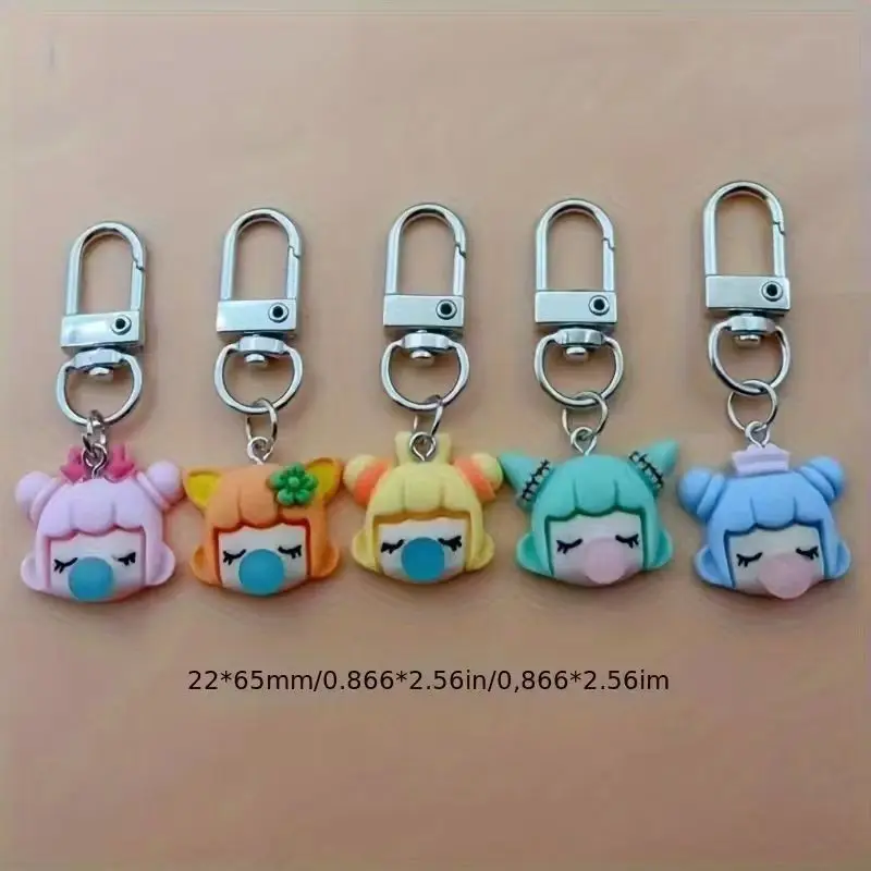 5pcs resin girl keychain, suitable for bags and car accessories, a great gift choice view 6