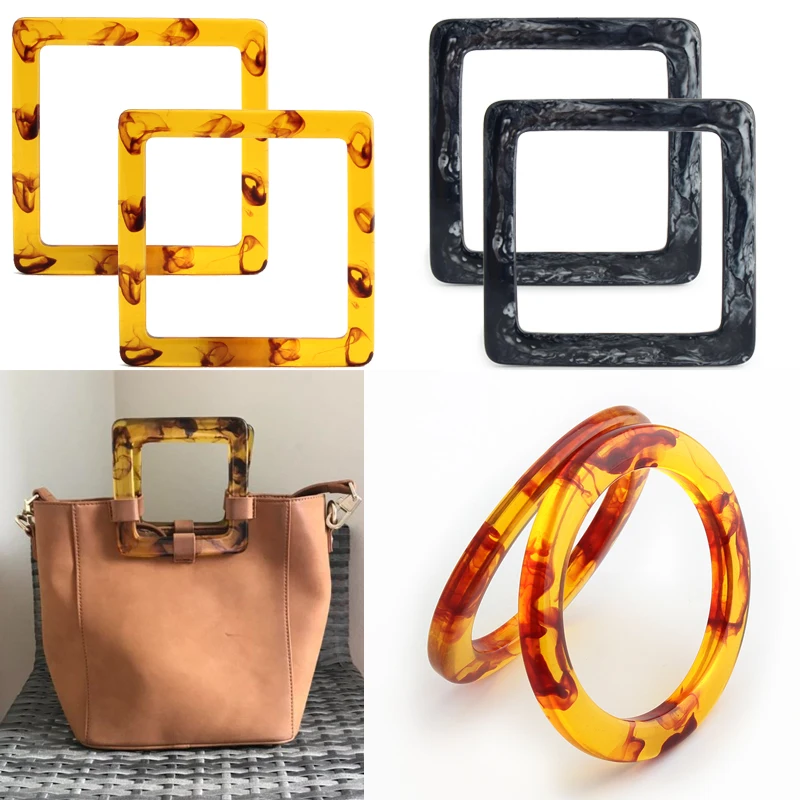 

2 шт., круглый квадратный кошелек, вязаная сумка, полимерная ручка, сумка для рукоделия, вязаная сумка, замена декоративной ручки