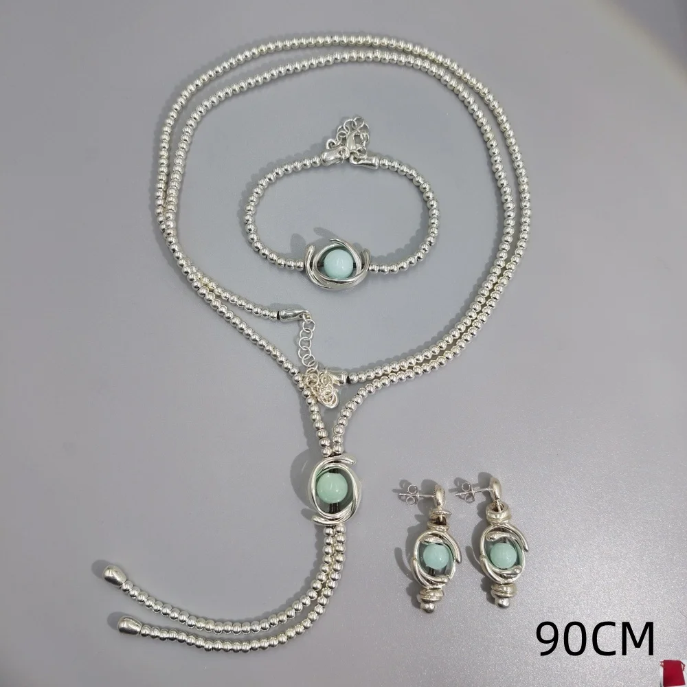 2026 Spanish personalized OL style Tianhe stone bead jewelry three piece creative gift set