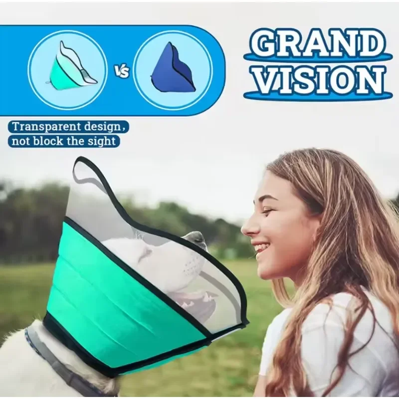 for USMILEPET Dog Cone Elizabethan Collar Protective for Large Dogs Cats Small Animals Multi-color Solid Plastic Lightweight