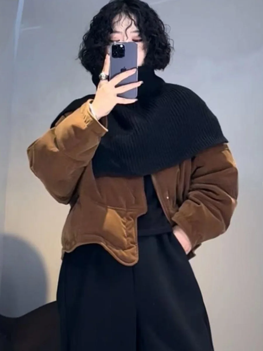 

Thiened Cotton Jaet Women's Faionable Asymmetric down Cotton Coat Winter Sli Warmth Korean Sle Loose Fit Long Sle...