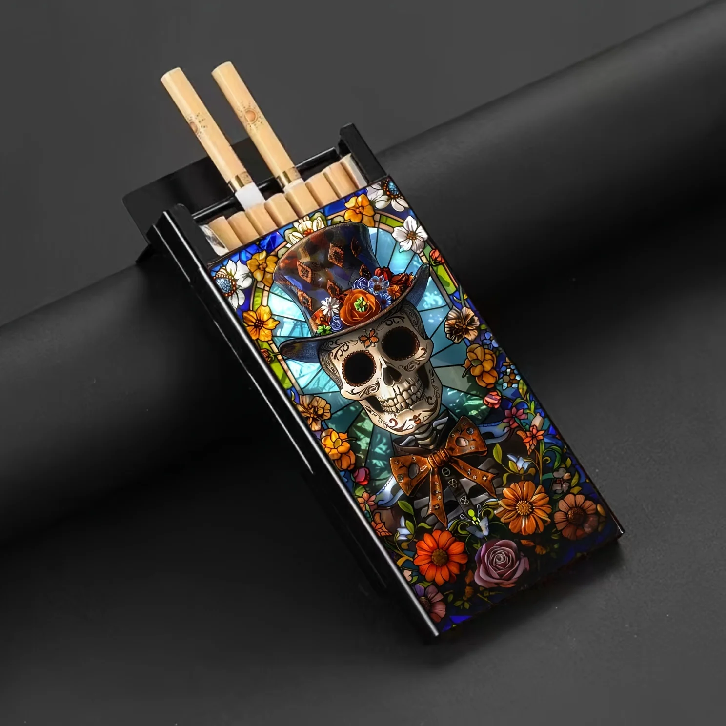 Metal Aluminum Cigarette Box, Halloween Skull Cigarette Box, Holiday Gift