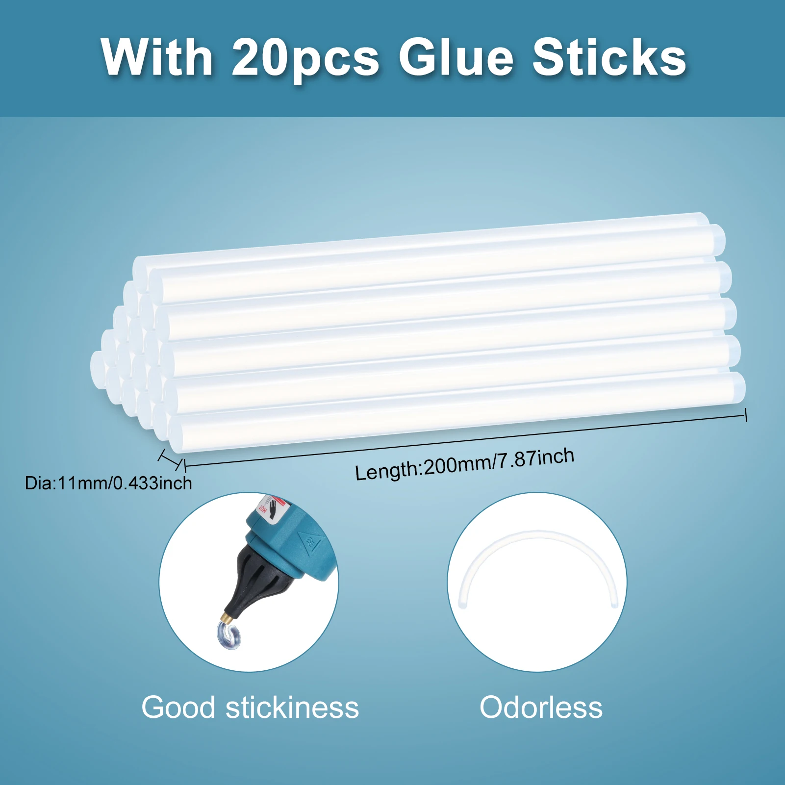 مسدس الغراء الساخن اللاسلكي تسخين سريع مع 20 قطعة عصي الغراء الساخن مصباح ليد لإصلاح الأثاث مع بطارية 18 فولت 1300 مللي أمبير في الساعة #6