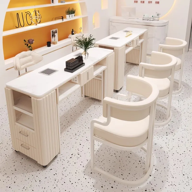 مكتب استقبال المكياج، درج خشبي، طاولة مانيكير فاخرة، جمالية سوداء، سهلة التنظيف، أثاث صالون Nageltisch