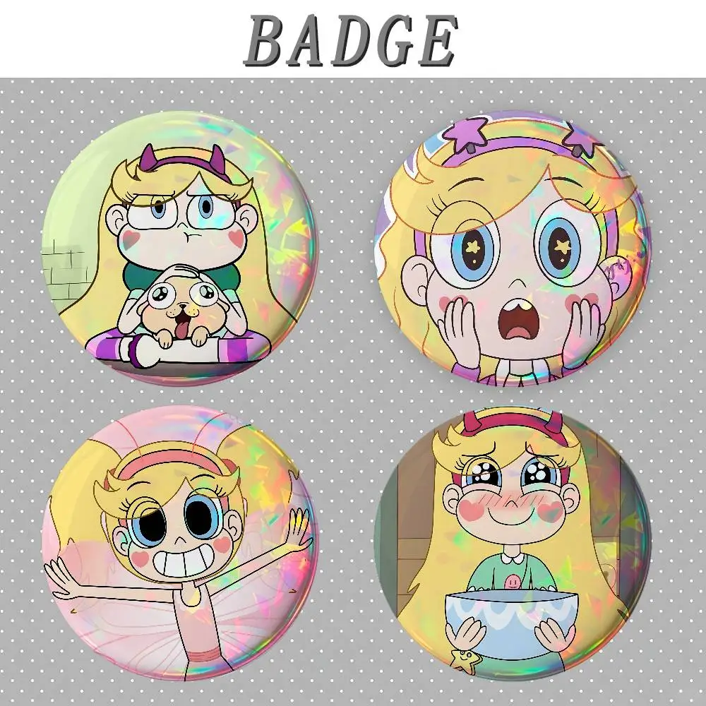 Star Vs The Forces Of Evil Badges Fashion New Hip Hop Versatile Round Metal Badge Cartoon Pin Gift Wholesale