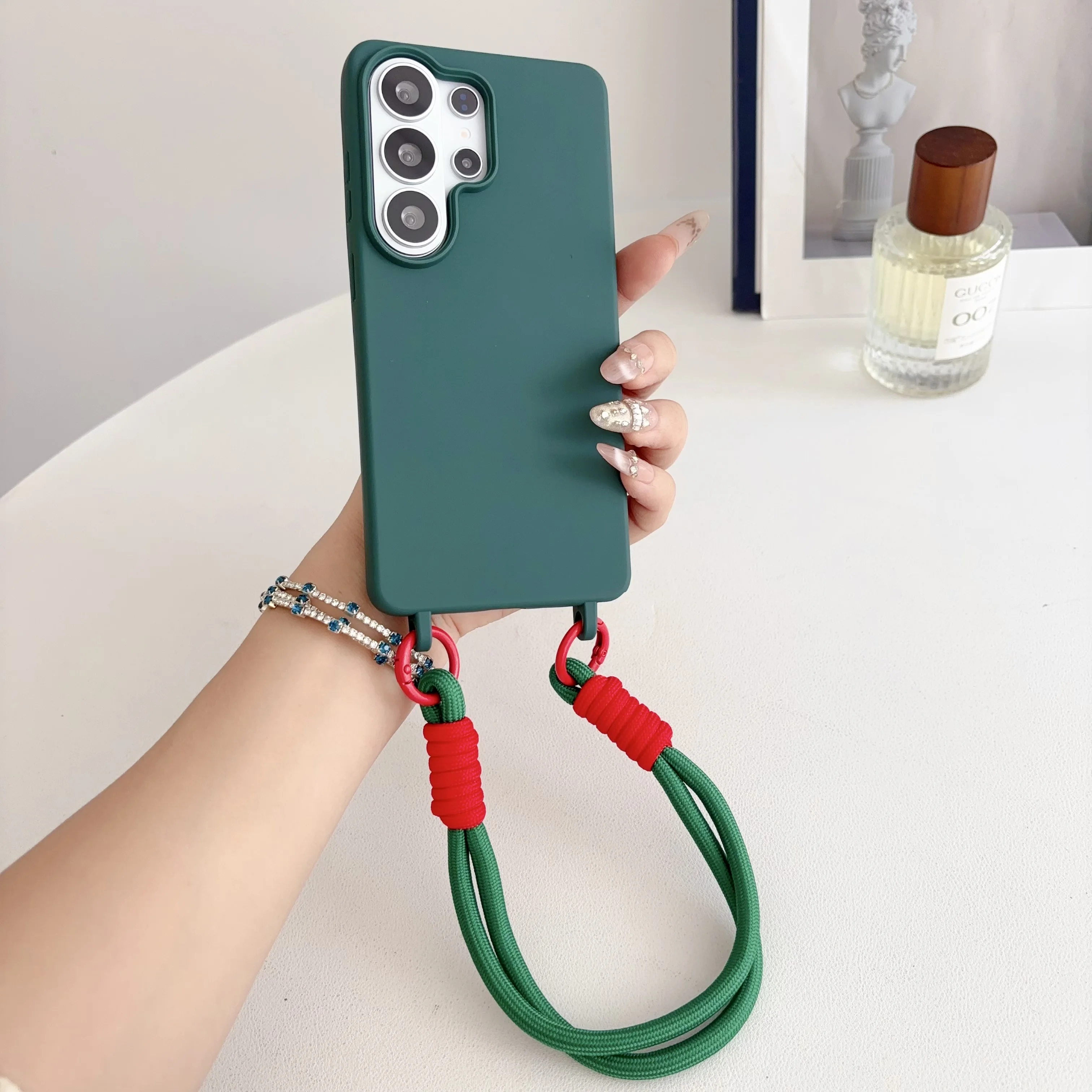 Solid Color Candy Silicone Phone Case With Wrist Lanyard For Samsung Galaxy A73 A72 A71 A56 A55 A54 A53 A52 A51 Shockproof Cover