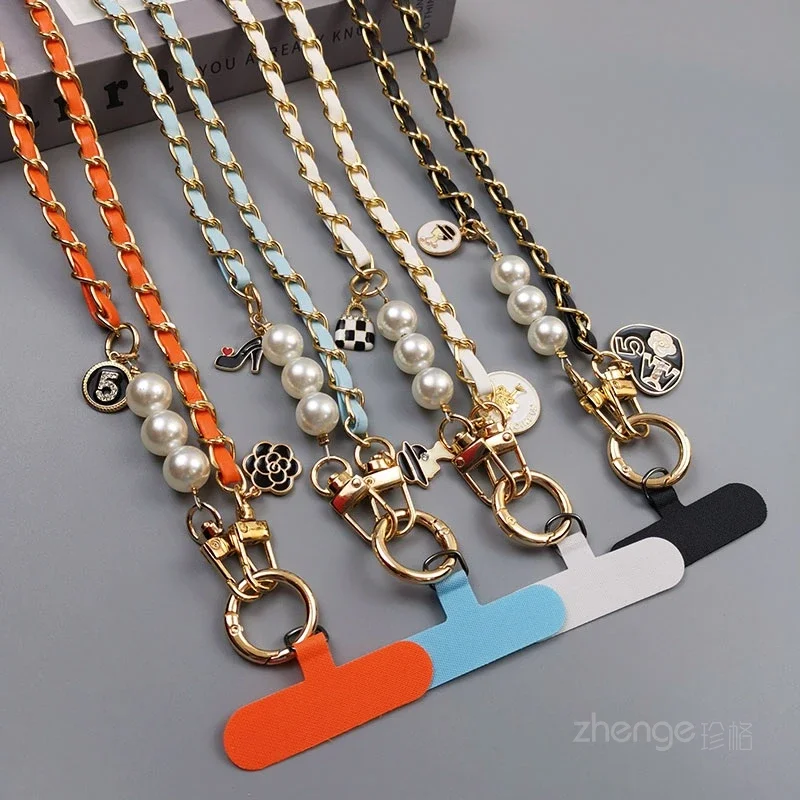 Mobile Phone Lanyard Cross-body Small Fragrant Wind Pearl Pick Up Chain Pendant Female Can Shoulder Beaded Mobile Phone Lanyard