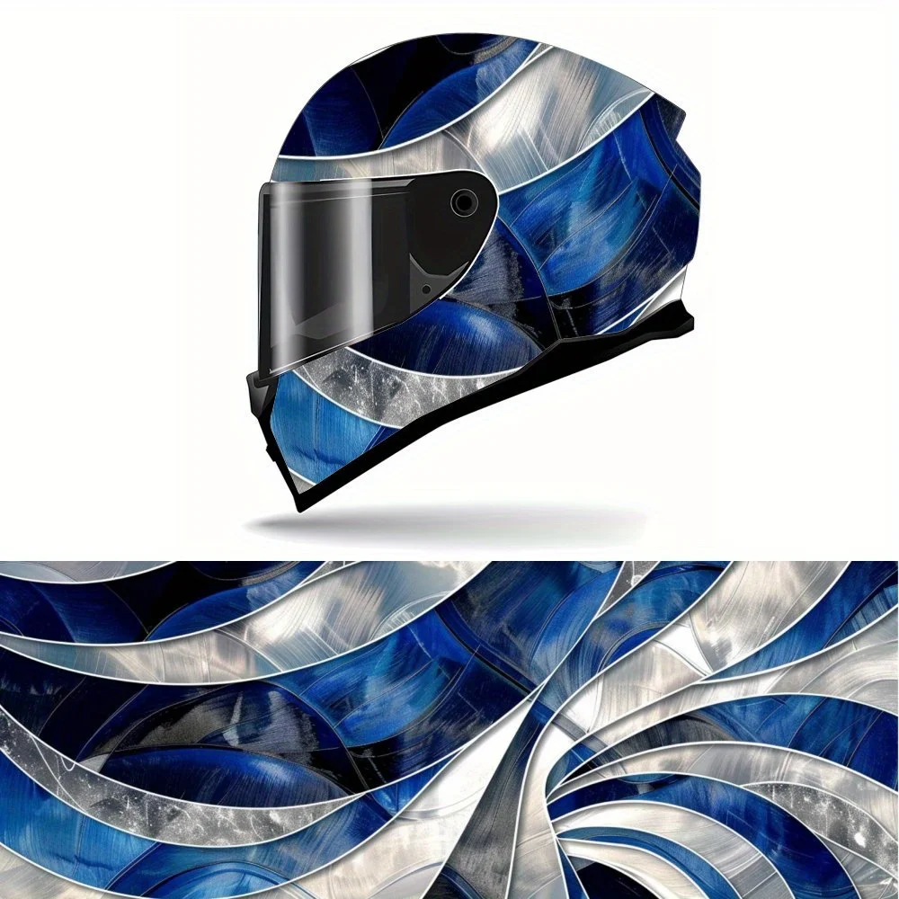 

Mysterious Metallic Swirl Print Full Helmet Wrap Sticker Motorcycle Helmet Racing Graphic Decal Vinyl Wrap Helmet Decorative Sti