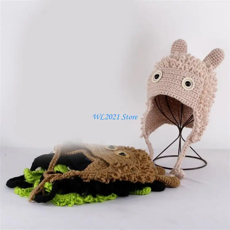 

G5GC Ear Strap Hats for Womens Autumn Handmade Warm Knitted Cap