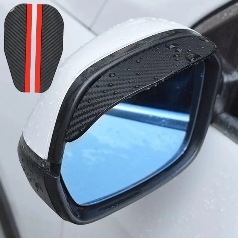 

2pcs Car Rearview Mirror Rain Eyebrow Carbon Fiber Sun Visor Cover Protector Decoration Clear Rain Mirror Car Accessories