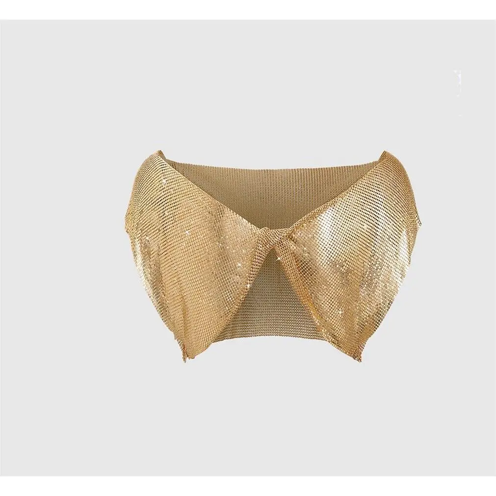 

Metallic Sequin Top Women's Sexy Sle Music Festival Crop Top Fem Cross-Border Faion Sweet And Spicy Trend