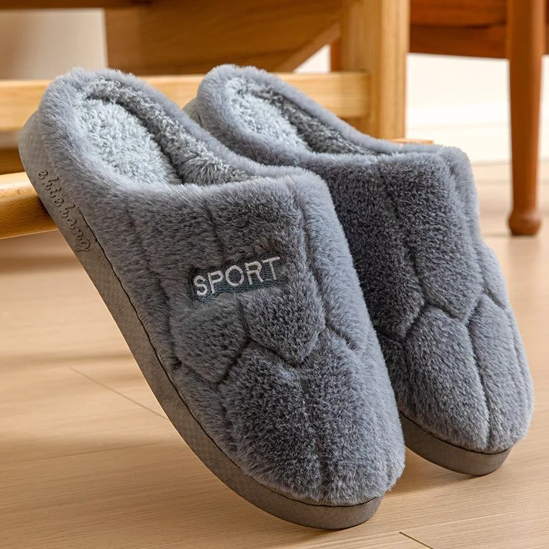 

Cotton Slippers Women's Indoor Thick Bottom Couple's Warm Non-slip Home Slippers Cute Plush Cotton Slippers for Men