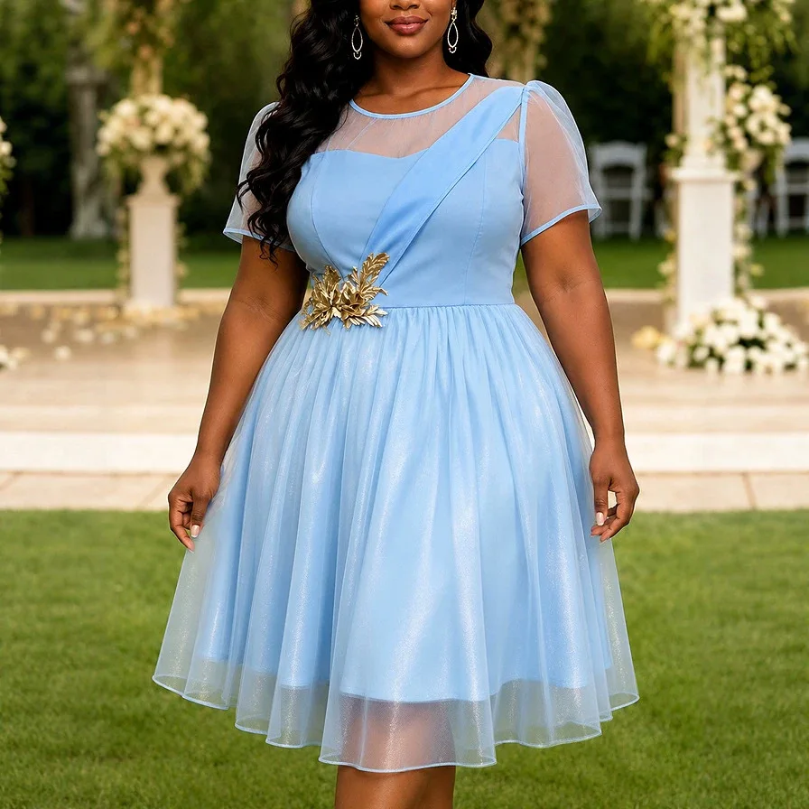 

African Dresses for Women Plus Size Africa Clothing Dashiki Ankara Spring Outfits Gown Muslim Wedding Party Midi Dress