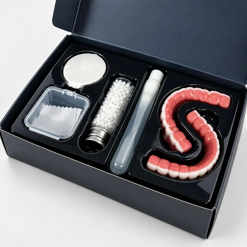 Simulated Temporary Denture Set Full Set Dental Stickers Upper Lower Teeth Stage Props Decorative Fake Teeth for Performance