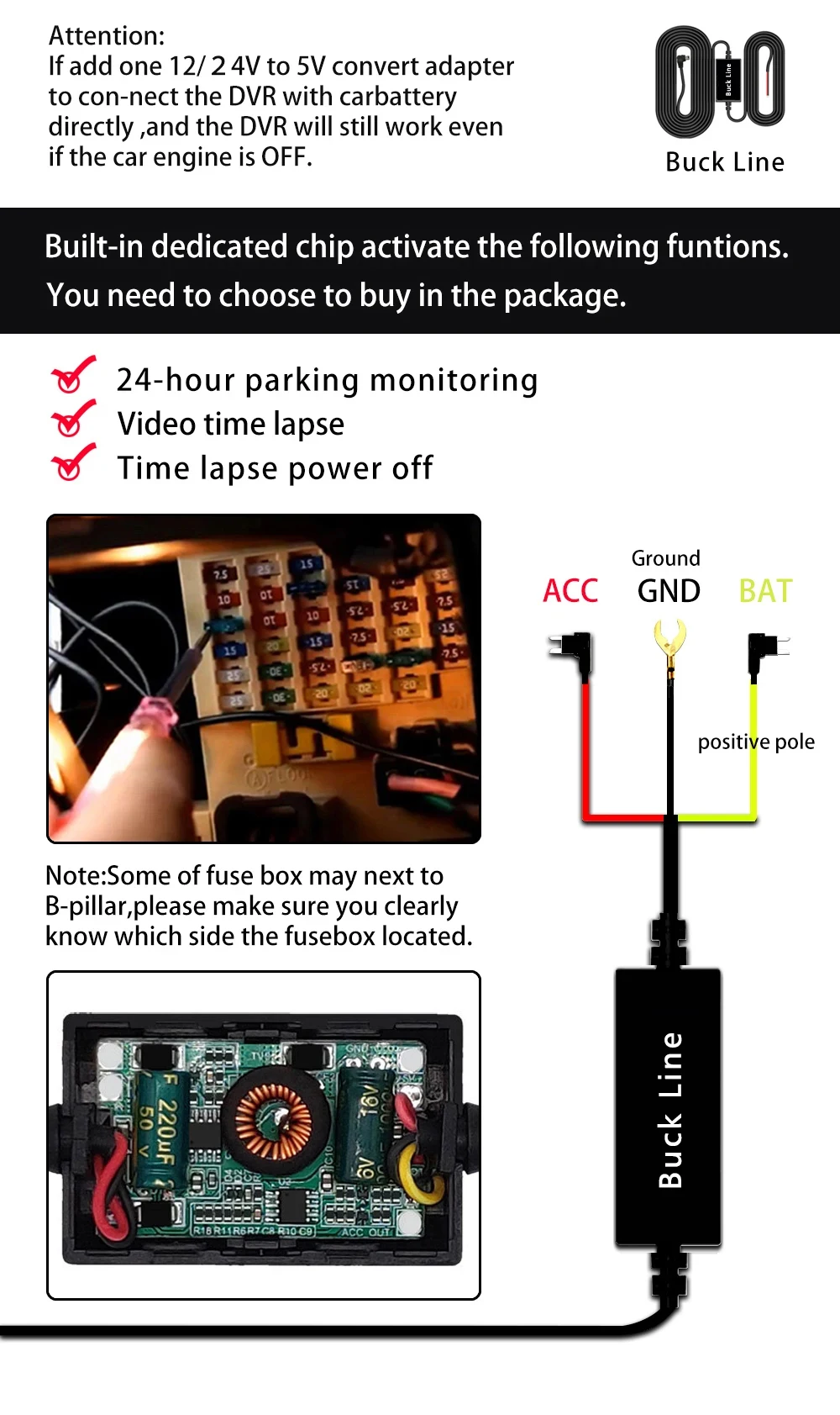 DashCam 4K Mini Auto-DVR-Videorekorder mit GPS-WIFI-Unterstützung, Dual-Objektiv 1080P Rückfahrkamera, Nachtsicht, Black Box, 24-Stunden-Parküberwachung – Detail 11
