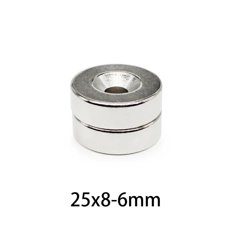 1/2/5/10/15PCS 25x8-6mm Disc Countersunk Neodymium Magnet N35 Round Strong Powerful Magnets 25X8-6 Permanent Magnet 25*8-6