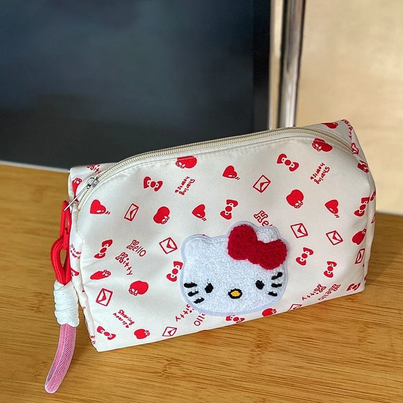 Sanrio Hello Kitty Large-capacity Cosmetic Bag Cartoon Kitty Cat Portable Travel Storage Bag Wash Skin Care Products Clutch Bags