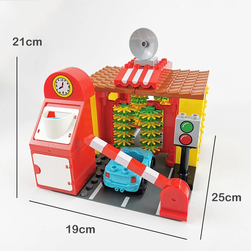 Big Building Blocks Moc Fun Self-service Car Wash Shop accessori per la città blocco di montaggio educativo creatività giocattoli regalo per bambini