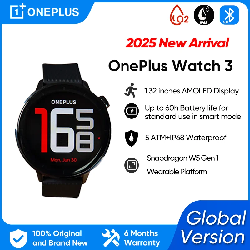 2025 Новые часы OnePlus 3 43 мм Global Version SmartWatch 1,32-дюймовый AMOLED-дисплей Срок службы батареи до 60 часов Носите ОС Google GPS NFC 2025 Новые часы OnePlus 3 43 мм Global Version SmartWatch 1,32-дюймовый AMOLED-дисплей Срок службы батареи до 60 часов Носите ОС Google GPS NFC