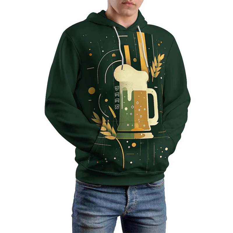 

Fashion Beer Pattern Hoodies Funny Trend Long Sleeve Foods 3D Printed Pullovers Mens Streetwear Casual Oversized Outdoor Hoodie