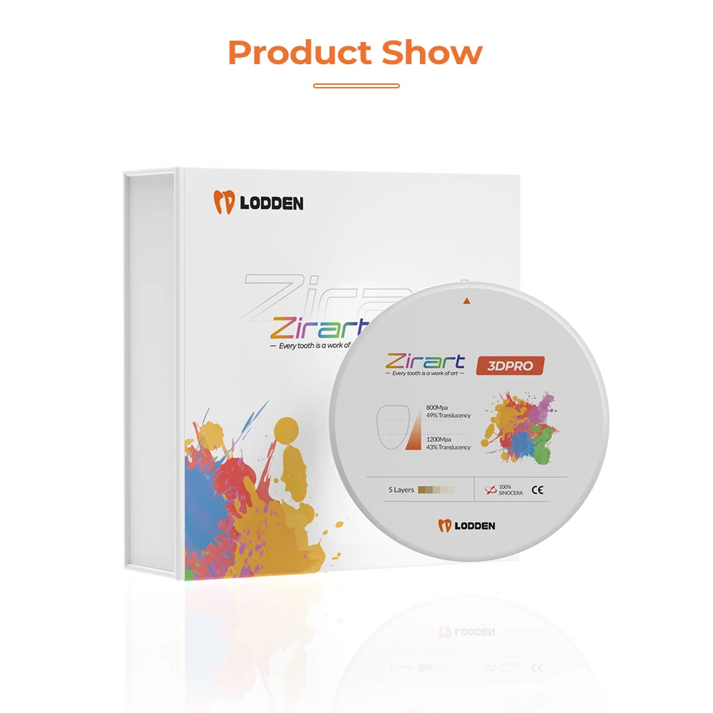 Lodden 3D PRO Multilayer Zirconia Disc 98mm 10-25mm Vita 16 Colors Open System for CAD CAM Dental Lab Materials view 2