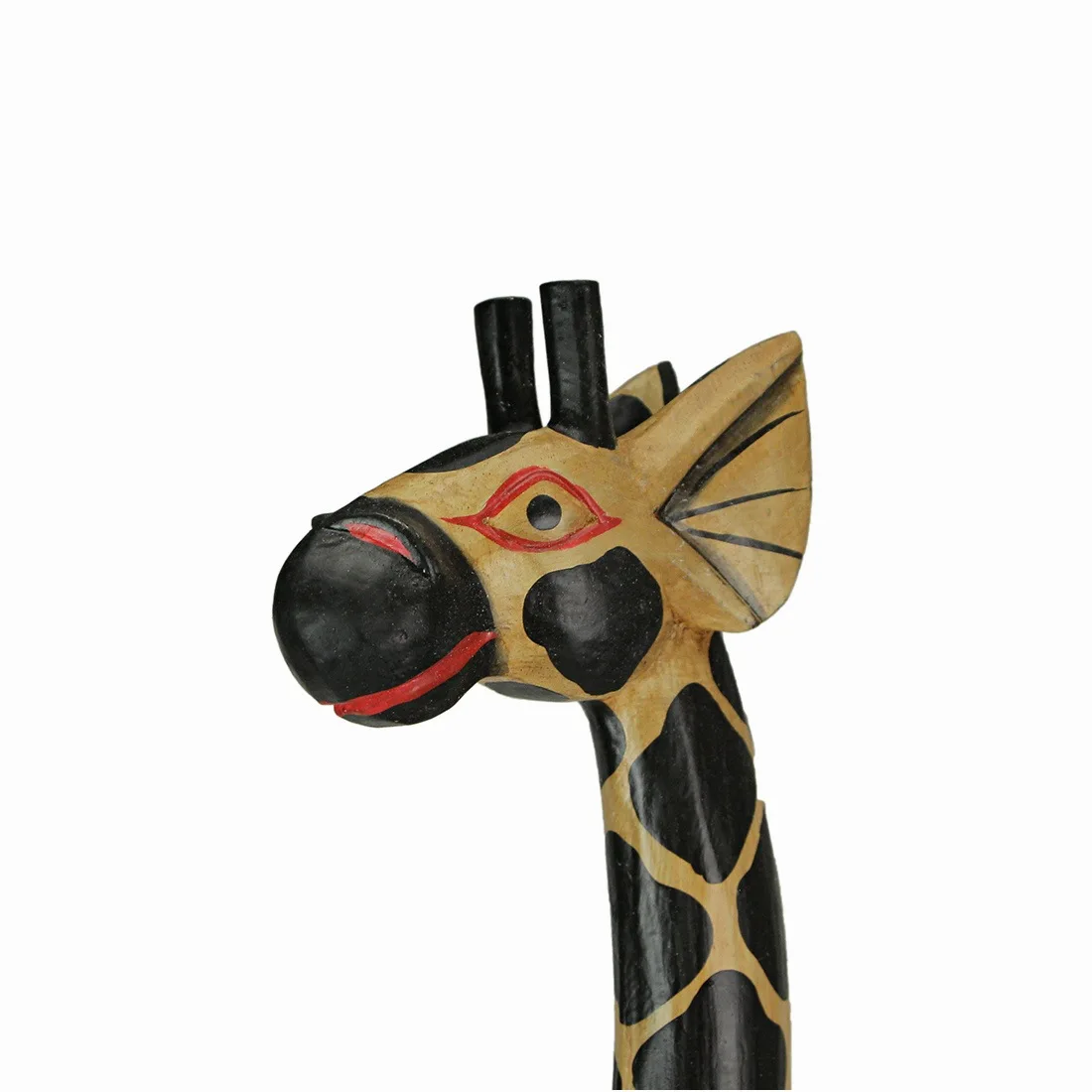 Hand-Carved 36-Inch Wooden Giraffe Sculpture – Natural Brown Finish, Artisan-Made Safari Decor for Living Room, Bedroom or Entry
