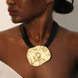 Statement Vintage Necklace with Geometry Pendant for Women Girl Trendy Wedding Party Jewelry