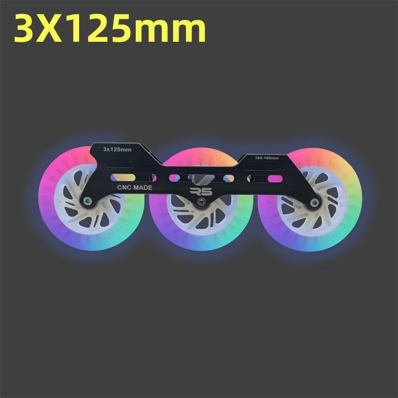 R5 czarna podstawa rolek 3x125 z kombinacją 125mm do jazdy na rolkach o wymiarach 90A FUNSCOO jednorożec 125 łyżwy podwozie z ramą