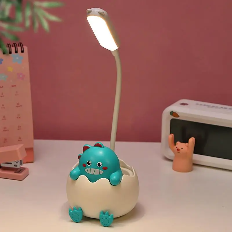 

Desk Lamp With Organizer Cute Dinasour Egg Study Lamp With Pens Holder Flexible Gooseneck Rechargeable Eye Caring Desk Lamp For